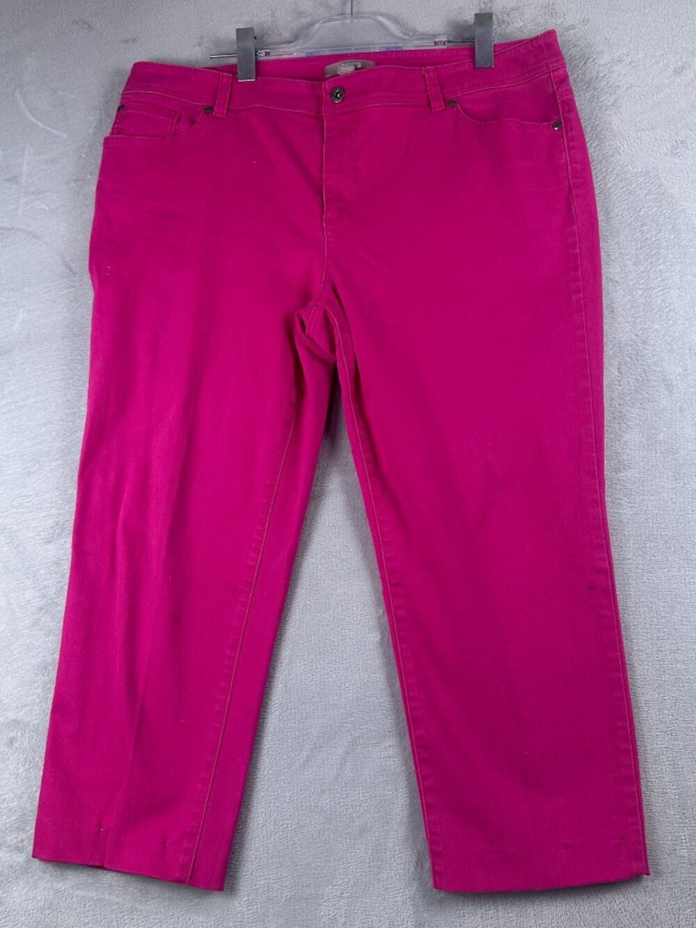 Chico's Cropped Ankle Jeans Womens Size 3 High Rise Five Design Pockets Pink